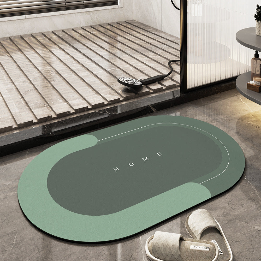 Sneldrogende Badmat met Hoge Absorptiekracht Grijs Beige Blauw Groen Ovaal Rechthoekig Microvezelbadmat voor Douche en Bad Badkamertextiel | Sansoti