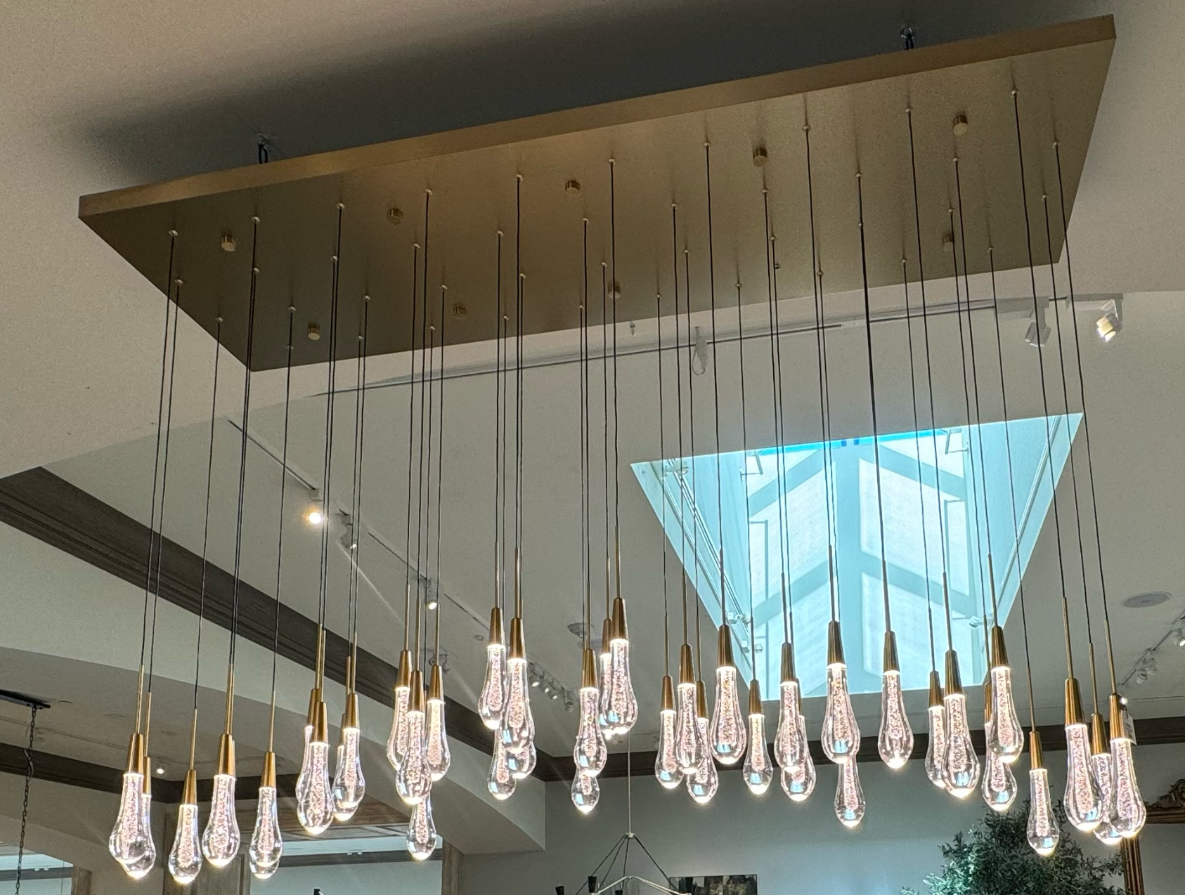 Lustre linéaire à LED, dimmable, réglable, en verre, suspension, 6 dimensions, laiton, bronze, nickel, pour salle à manger et salon | Sansoti