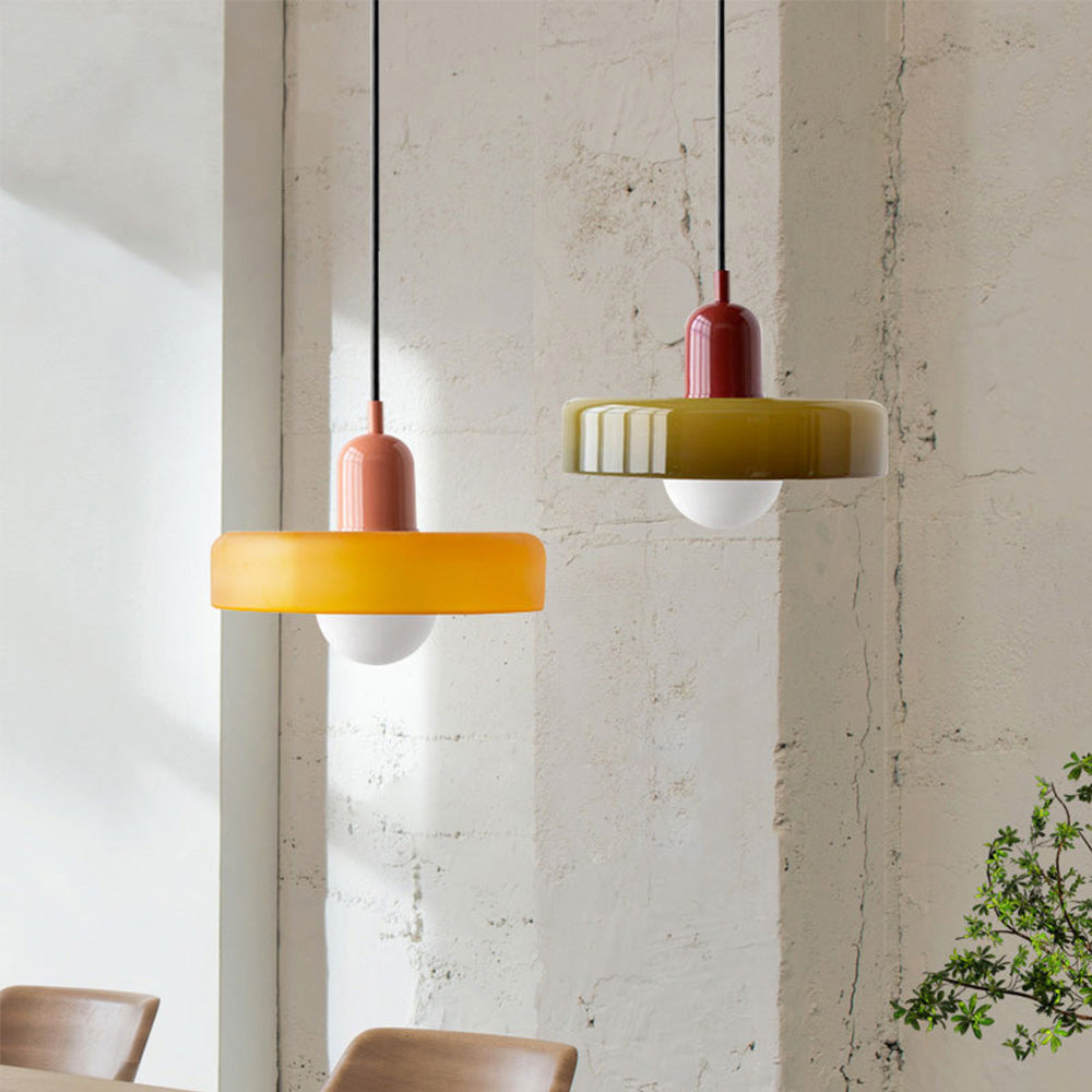 Geometrische Pendelleuchte Farbglas E27 Verstellbar Esstisch Kücheninsel Retro-Design Stimmungsbeleuchtung | Sansoti