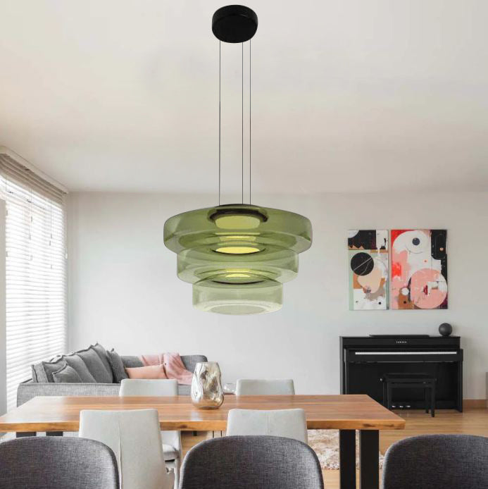 Suspension en verre à plusieurs niveaux, fer, lumière LED chaude, salle à manger, salon, cuisine, design scandinave moderne | Sansoti