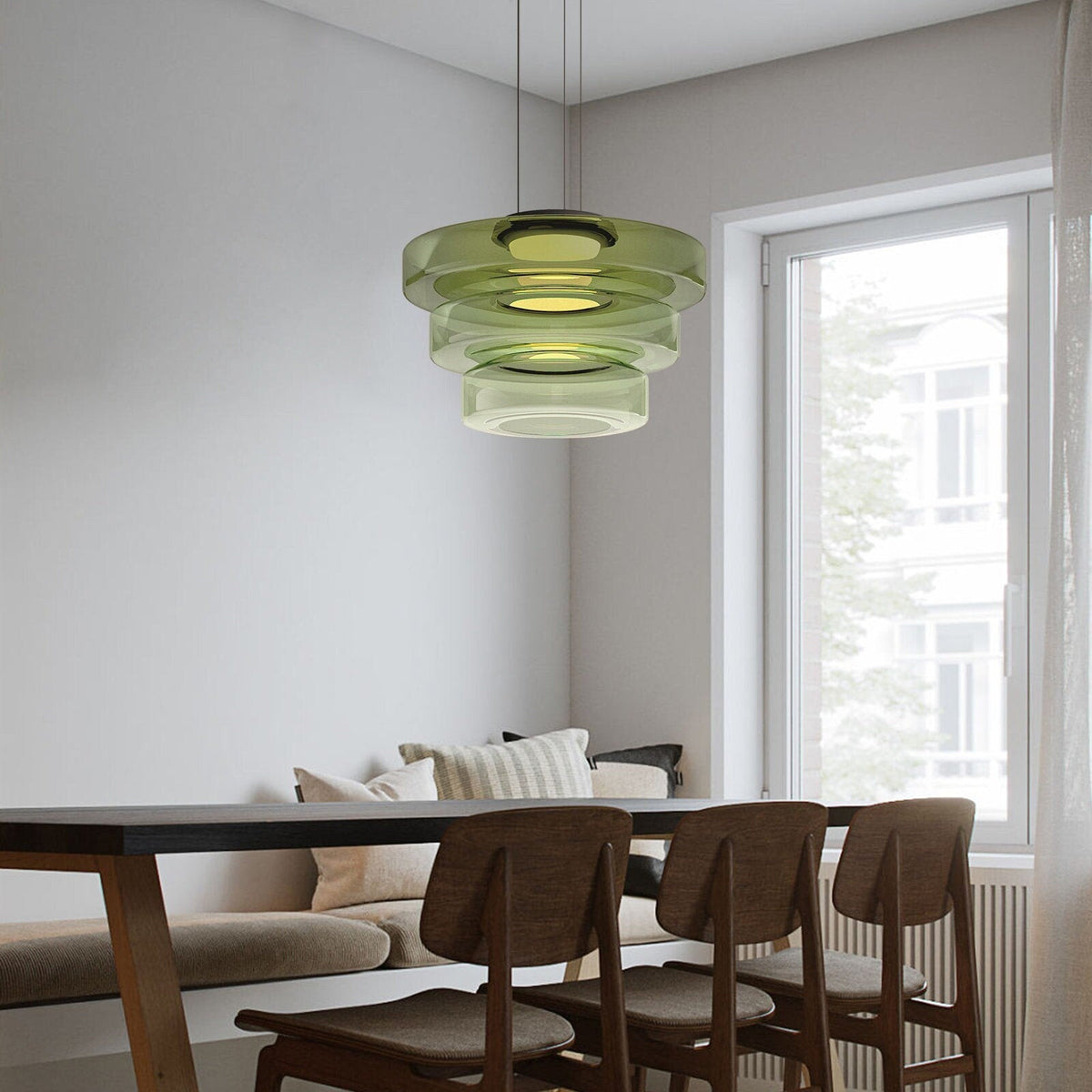 Suspension en verre à plusieurs niveaux, fer, lumière LED chaude, salle à manger, salon, cuisine, design scandinave moderne | Sansoti