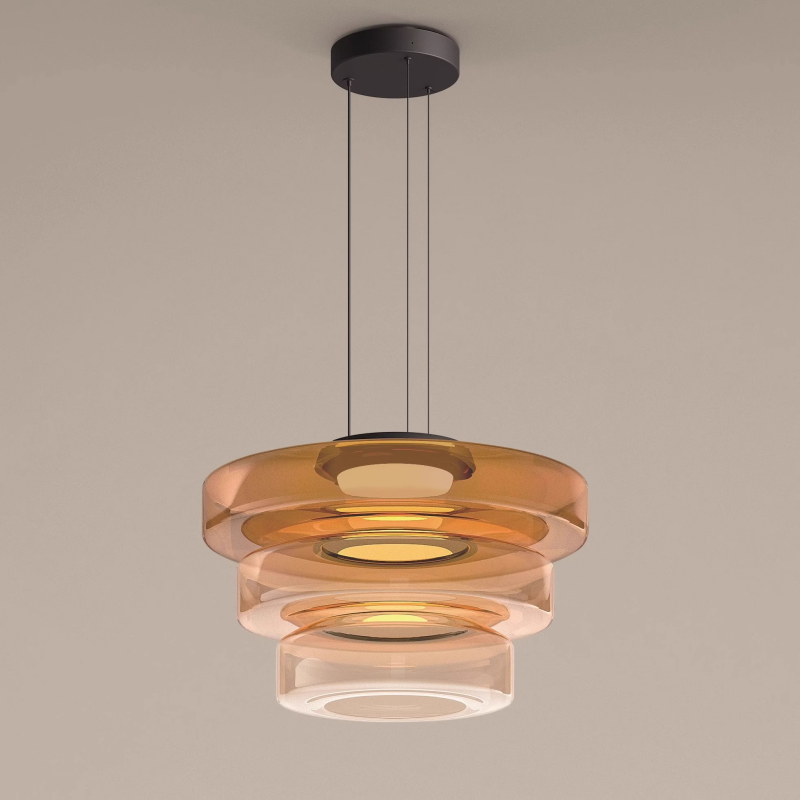 Suspension en verre à plusieurs niveaux, fer, lumière LED chaude, salle à manger, salon, cuisine, design scandinave moderne | Sansoti