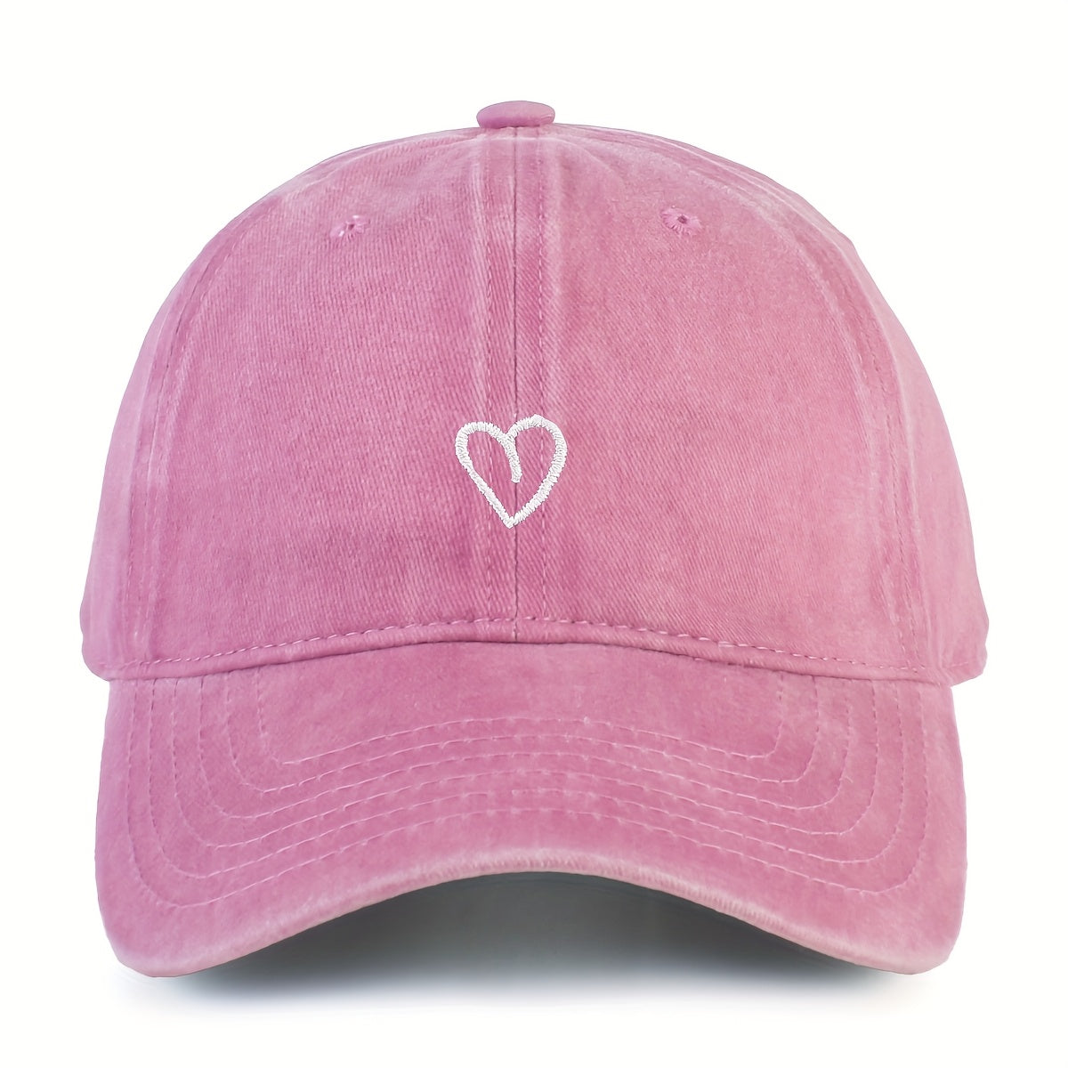 Vintage Baseballcap met Hartstiksel – Verstelbaar Katoen Gewassen Stijl Sportpet Zomerpet Dames Heren Casual Cap | Sansoti