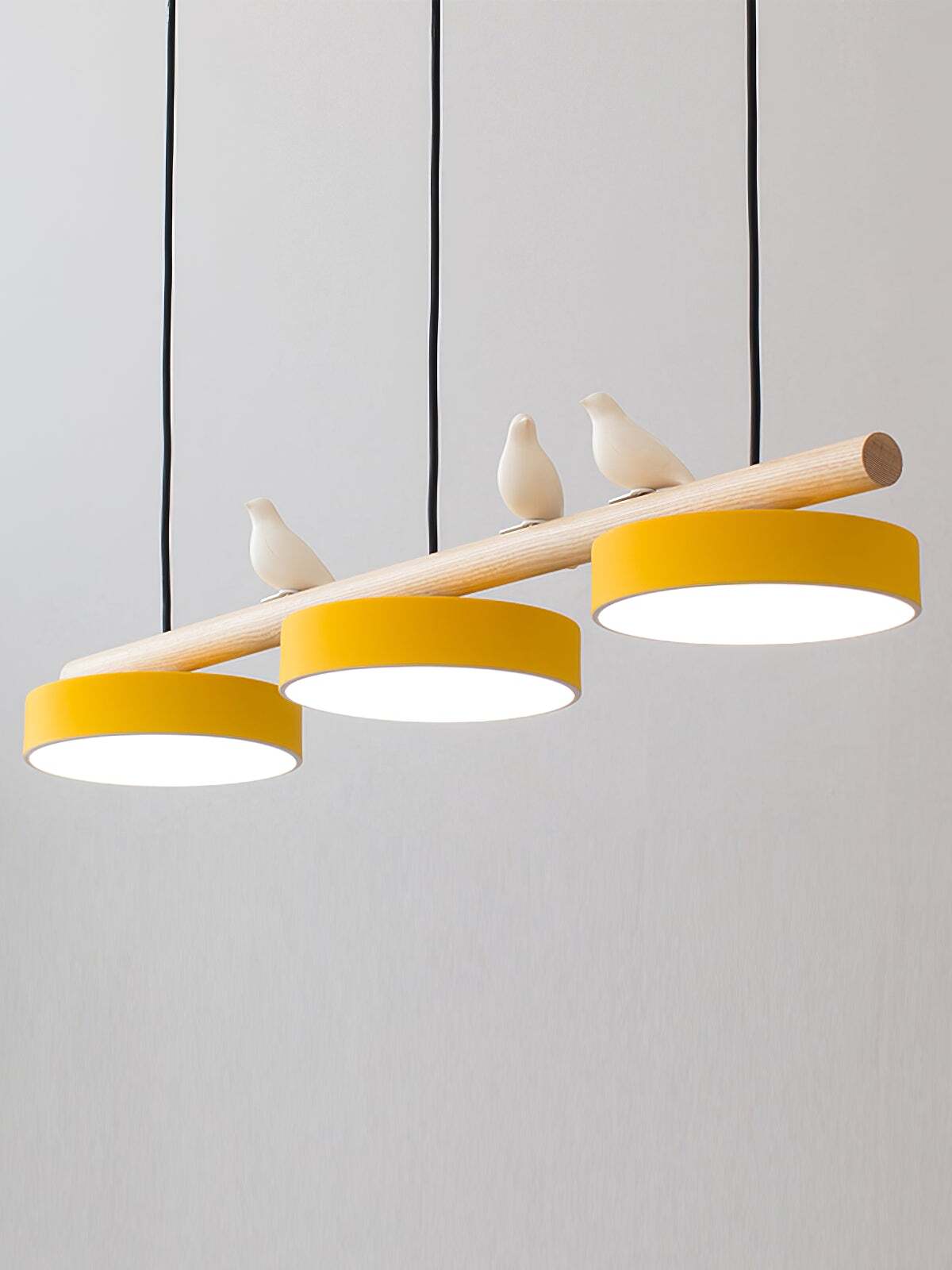 Hanglamp Hout Design Vogelvorm Drie Kappen Scandinavisch Keukeneiland | Sansoti