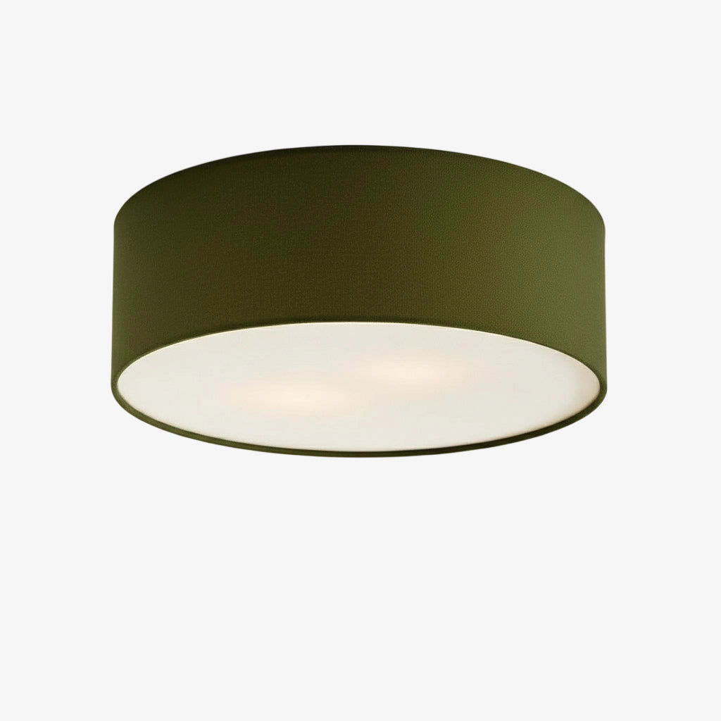 Linen ceiling lamp with drum shade, modern design, E27 socket, Scandinavian style, bedroom, living room | Sansoti