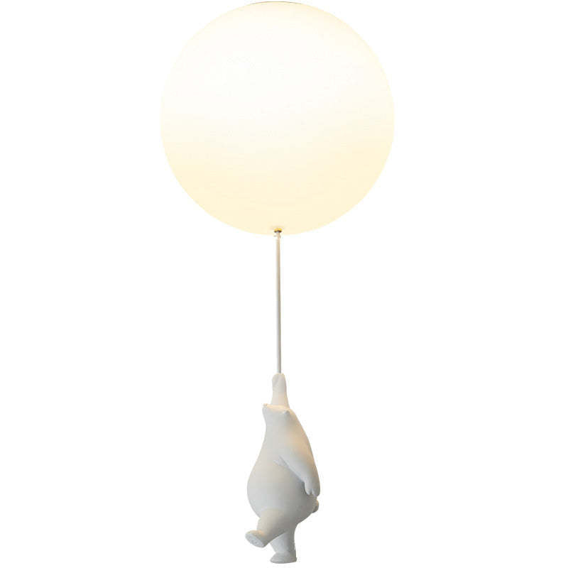 Verspielte LED-Deckenleuchte mit Bärenballon, Weiß, Kinderzimmer, Babyzimmer, Wohnbereich, Resina-Acryl, kreative Beleuchtung | Sansoti