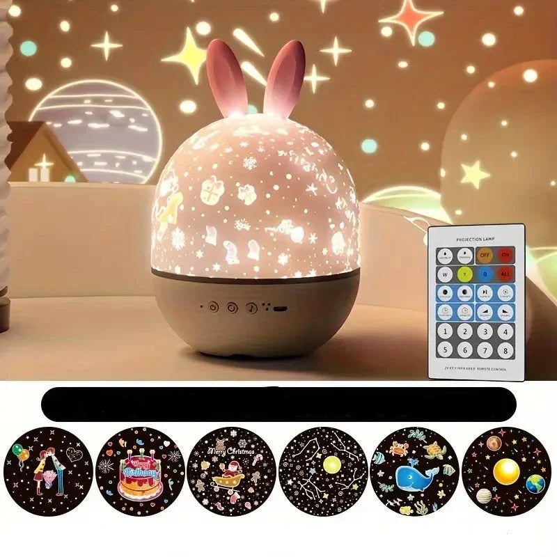 Sterrenprojector Nachtlampje Konijn & Hert met Muziek en USB-Oplader voor Kinderkamer | Sansoti