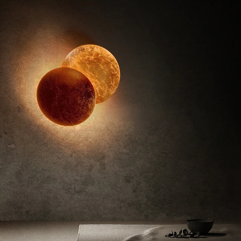 Metalen Wandlamp LED Rond Maan Design Rood Brons Goud Woonkamer Slaapkamer Sfeerverlichting Modern Decoratief | Sansoti