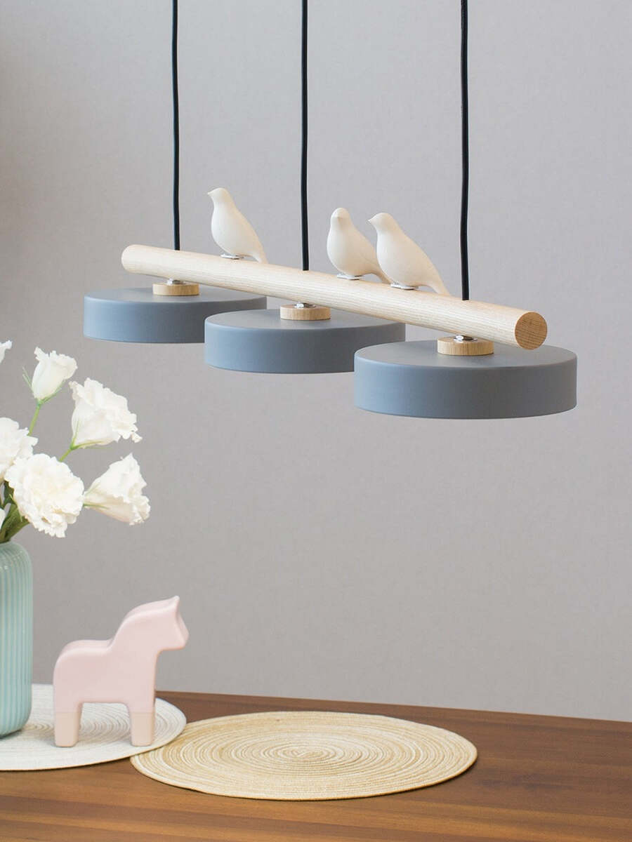 Hanglamp Hout Design Vogelvorm Drie Kappen Scandinavisch Keukeneiland | Sansoti