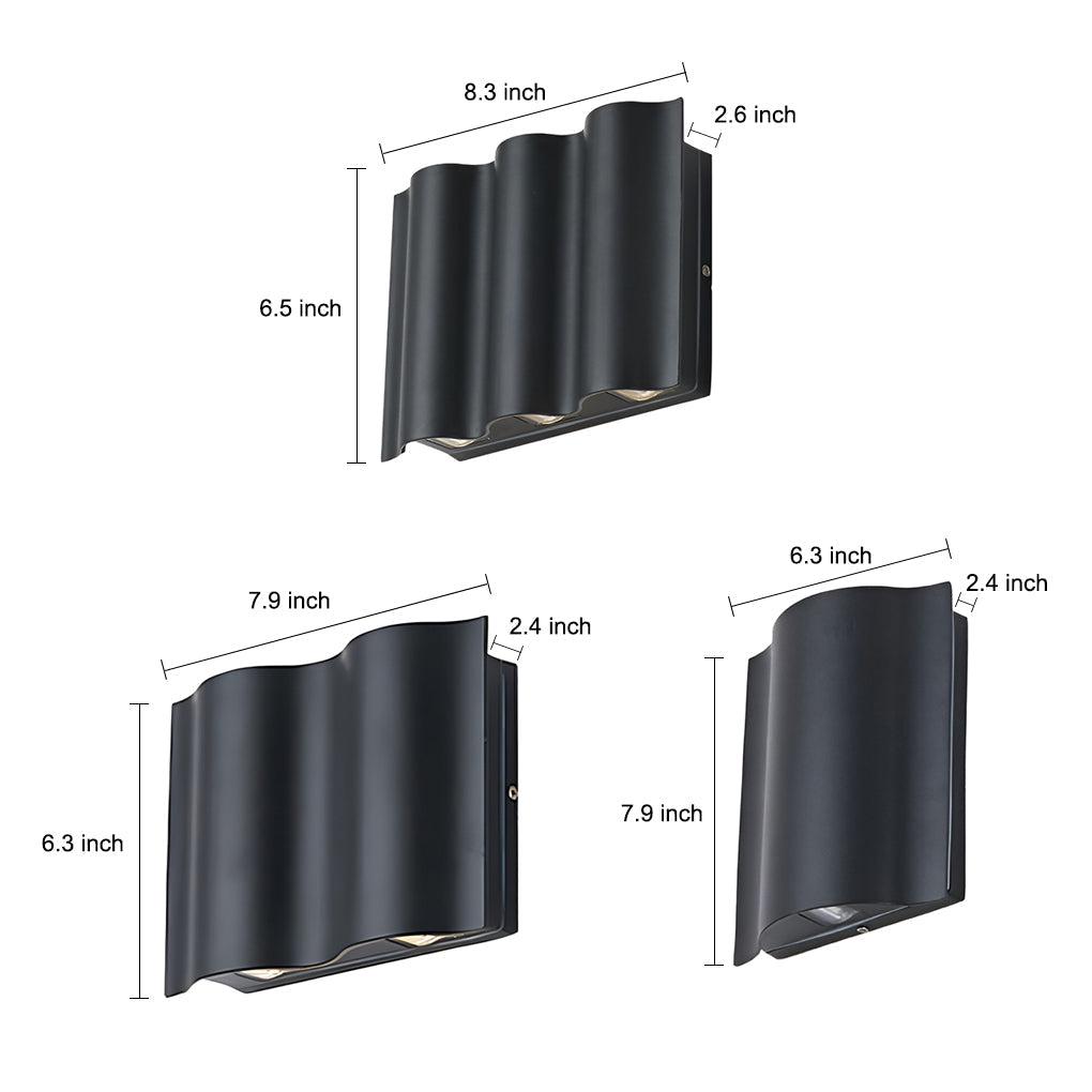 Moderne Wellenförmige Up Down Außenwandleuchte mit LED und IP54 Schutz | Restfield