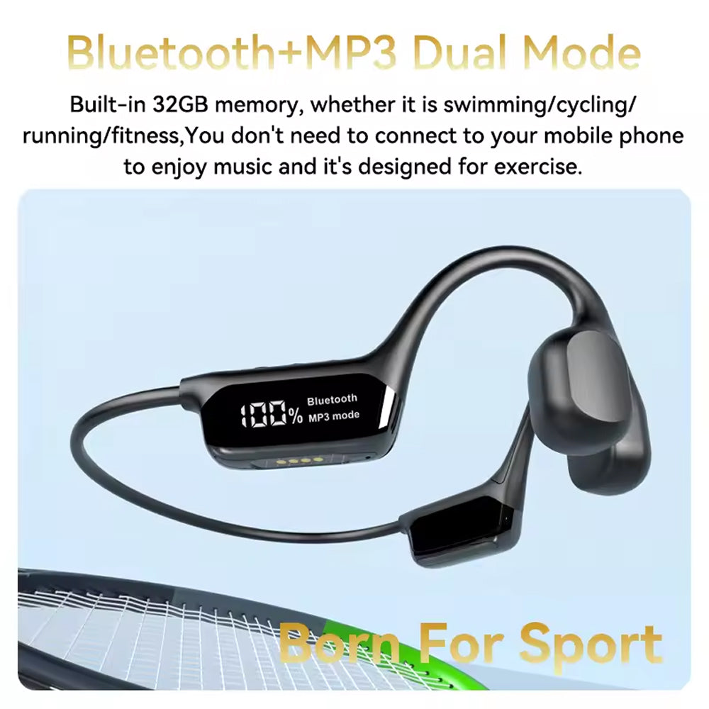 Waterproof Bone-Conduction Swimming Headphones 32GB IPX8 360° Surround Audio for Swimming Pool Diving Water Sports | Sansoti