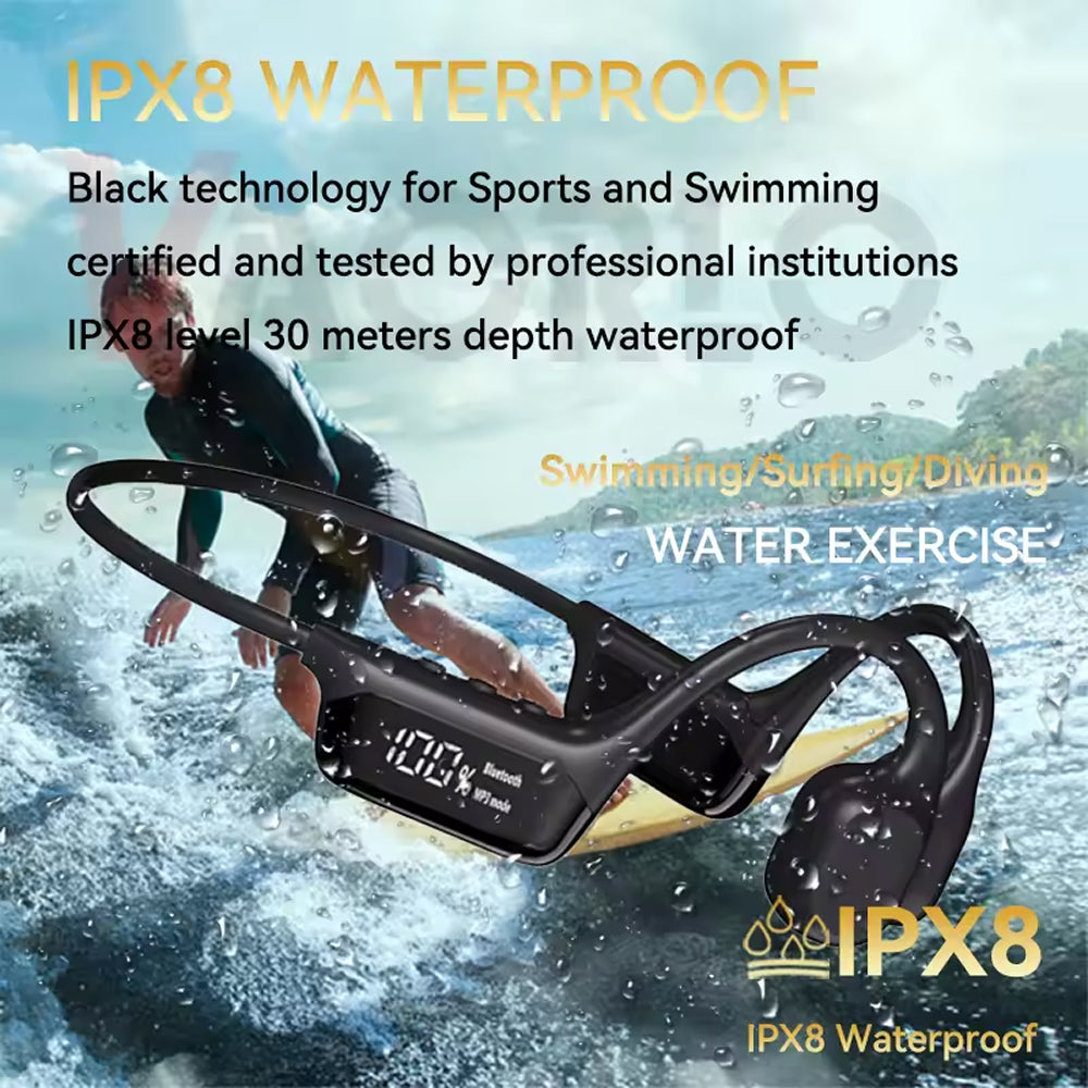 Waterproof Bone-Conduction Swimming Headphones 32GB IPX8 360° Surround Audio for Swimming Pool Diving Water Sports | Sansoti