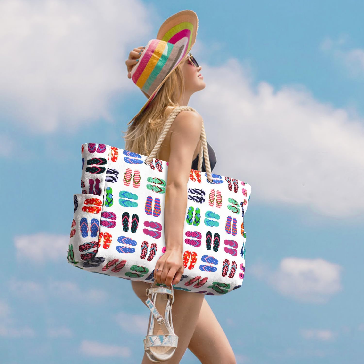 Waterbestendige Strandtas Oversized met Zandwerende Binnenvulling – Perfecte Zomertas voor Strand, Zwembad en Reizen | Sansoti