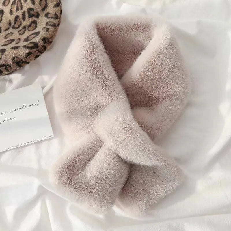 Faux Fur Neck Warmer Scarf with Loop, Soft Plush Winter Neck Accessory for Women, 6 Colors, Stylish | Sansoti