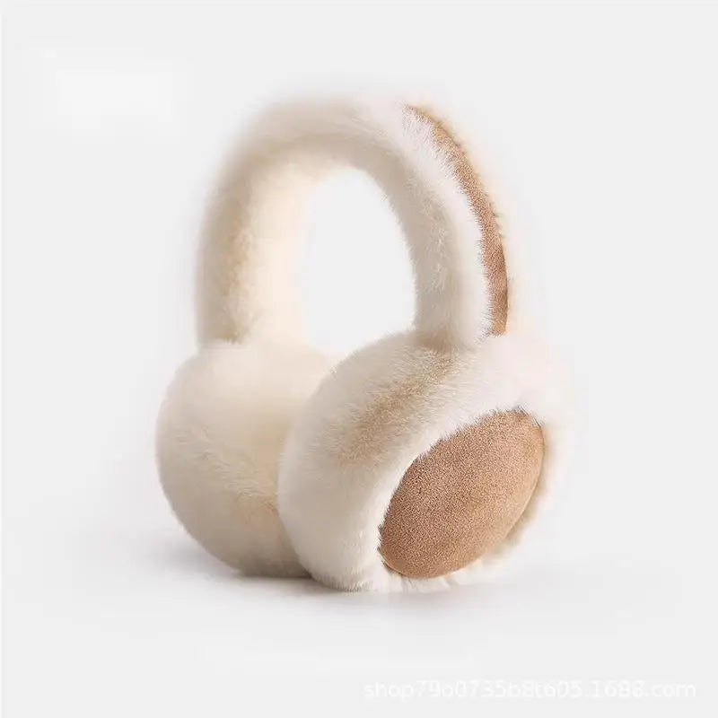 Plush Earmuffs Headband Winter Soft Warm Ear Warmers Beige Gray Black White Unisex Accessory | Sansoti