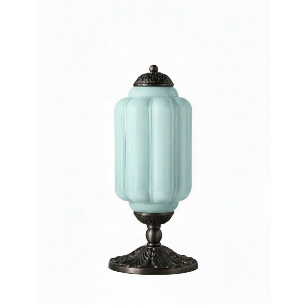 Glazen Tafellamp met Scallop Design Vintage Stijl Slaapkamer Woonkamer Accentverlichting Zwart Messing Matglas | Sansoti