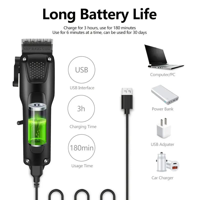 Professionele Haar- en Baardverzorgingsset 3-delig Draadloos met LED-Display USB Oplaadbaar Trimmer Scheerapparaat voor Mannen | Sansoti