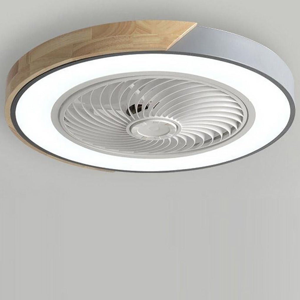 Plafondventilator met Lamp 50cm LED Dimbaar Hout Afstandsbediening Slaapkamer Woonkamer Keuken Bladloos Plafondlamp Ventilator | Sansoti