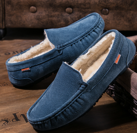 Pantoufles mocassins pour homme doublées avec semelle antidérapante, chaussons d’intérieur chauds en polaire sherpa, chaussures d’intérieur confortables | Sansoti