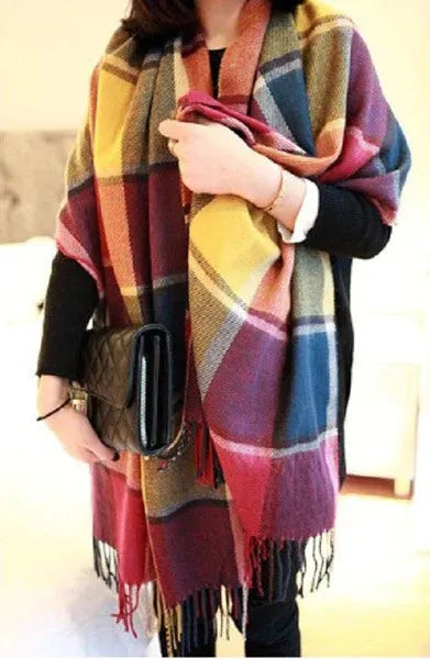 Kasjmieren Halswarmer Geruit 180x50cm Zacht Winteraccessoire Dames Premium Sjaal Wol Elegant Warm Winter | Sansoti