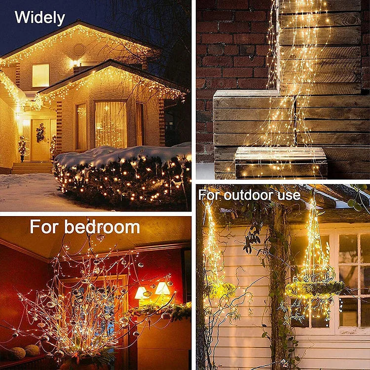 LED-Weihnachtsbaum-Wasserfallbeleuchtung mit 600 Lichtern, Fernbedienung, 8 Lichtmodi, für innen und außen, Festbeleuchtung | Sansoti