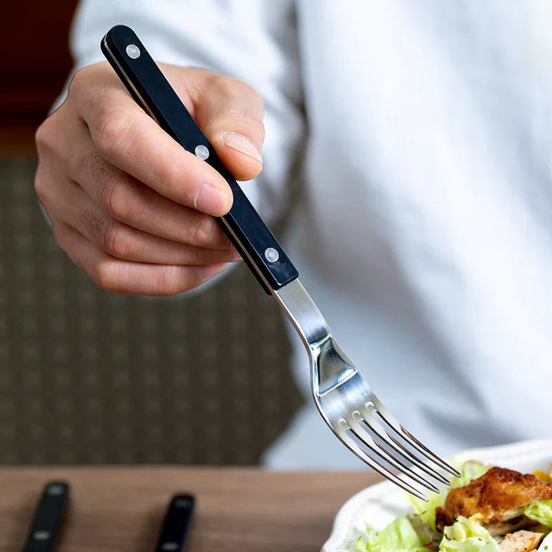24-teiliges Besteckset aus Edelstahl mit farbigen Griffen im Bistrostil für 6 Personen, Esszimmer, Tisch, Geschirr, Küche und Dinner, Besteckservice | Sansoti