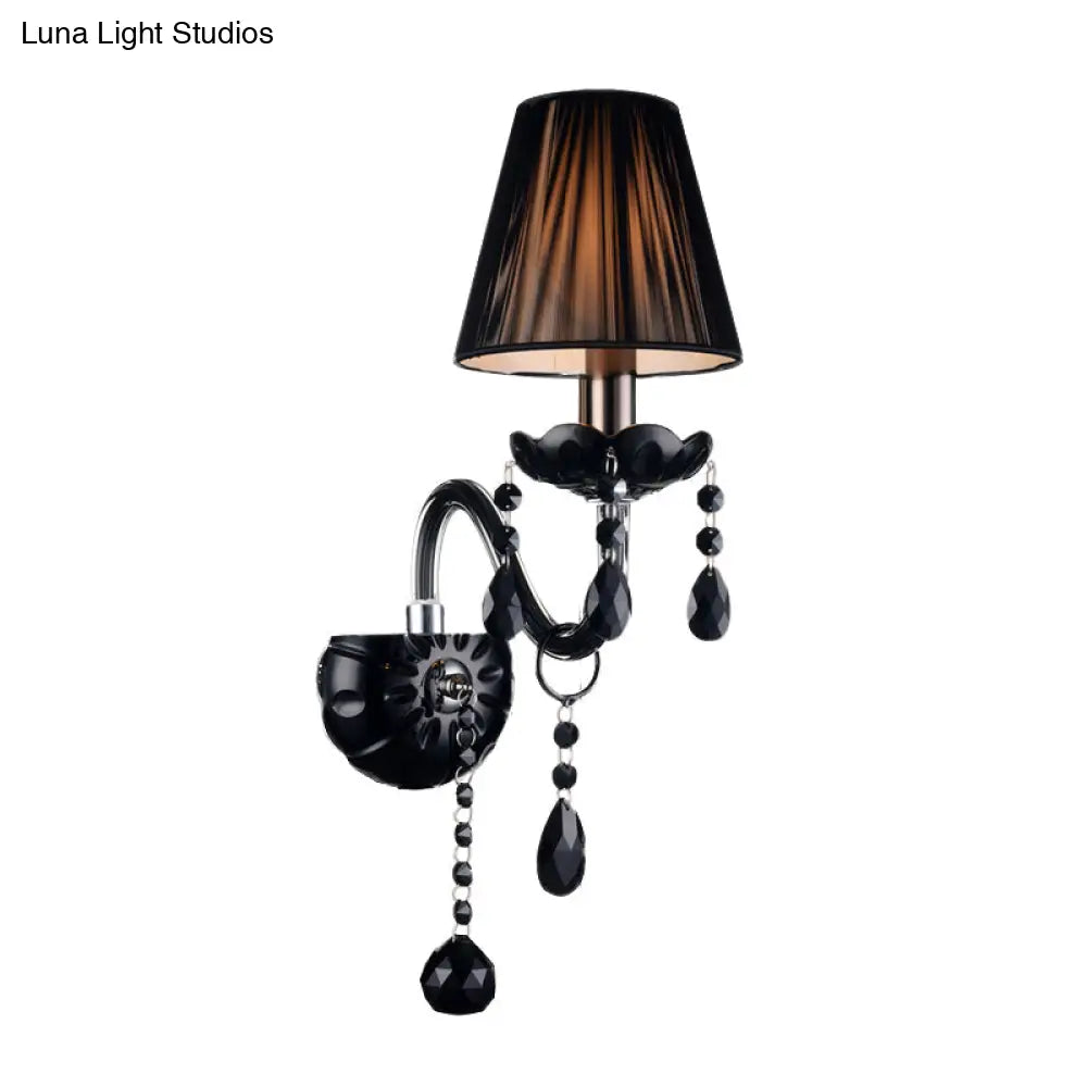 Kristallen Wandlamp Zwart Kaarsstijl Sierlijke S-Vorm Arm 1-2 Lichtpunten E12 E14 Fitting Elegant Woonkamer | Sansoti