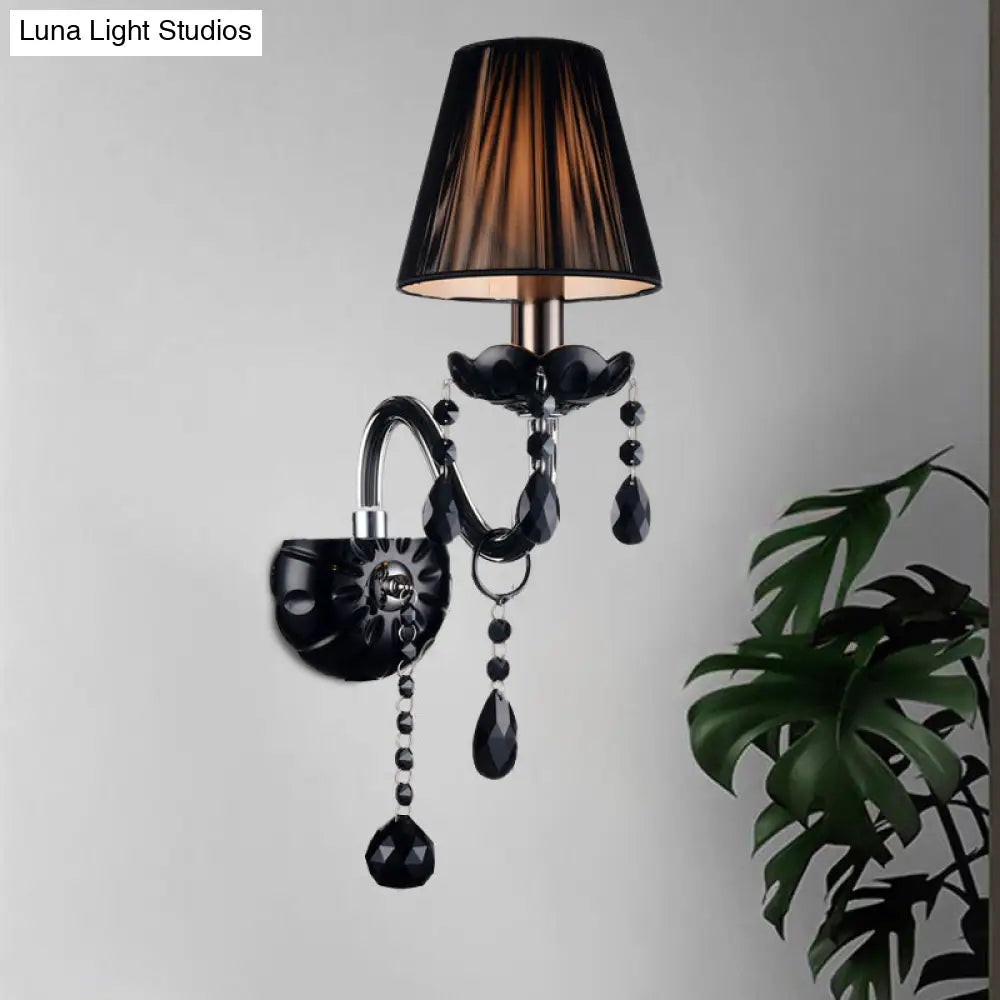 Kristallen Wandlamp Zwart Kaarsstijl Sierlijke S-Vorm Arm 1-2 Lichtpunten E12 E14 Fitting Elegant Woonkamer | Sansoti