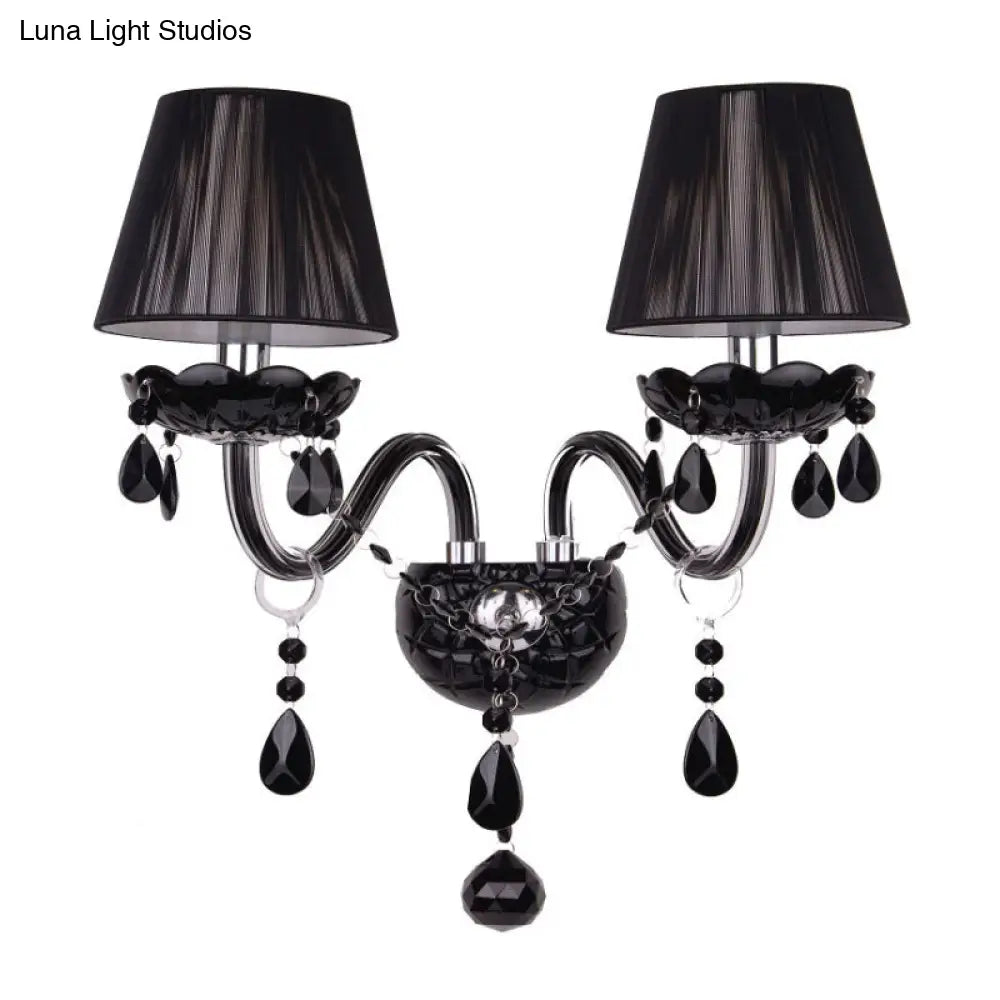 Kristallen Wandlamp Zwart Kaarsstijl Sierlijke S-Vorm Arm 1-2 Lichtpunten E12 E14 Fitting Elegant Woonkamer | Sansoti