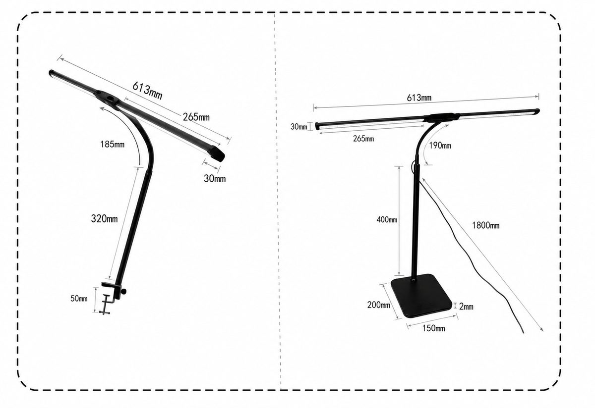 Verstellbare Schreibtischlampe mit Dimmfunktion – Flexible Arm-Tischleuchte für Büro, Arbeitszimmer und Homeoffice | Sansoti