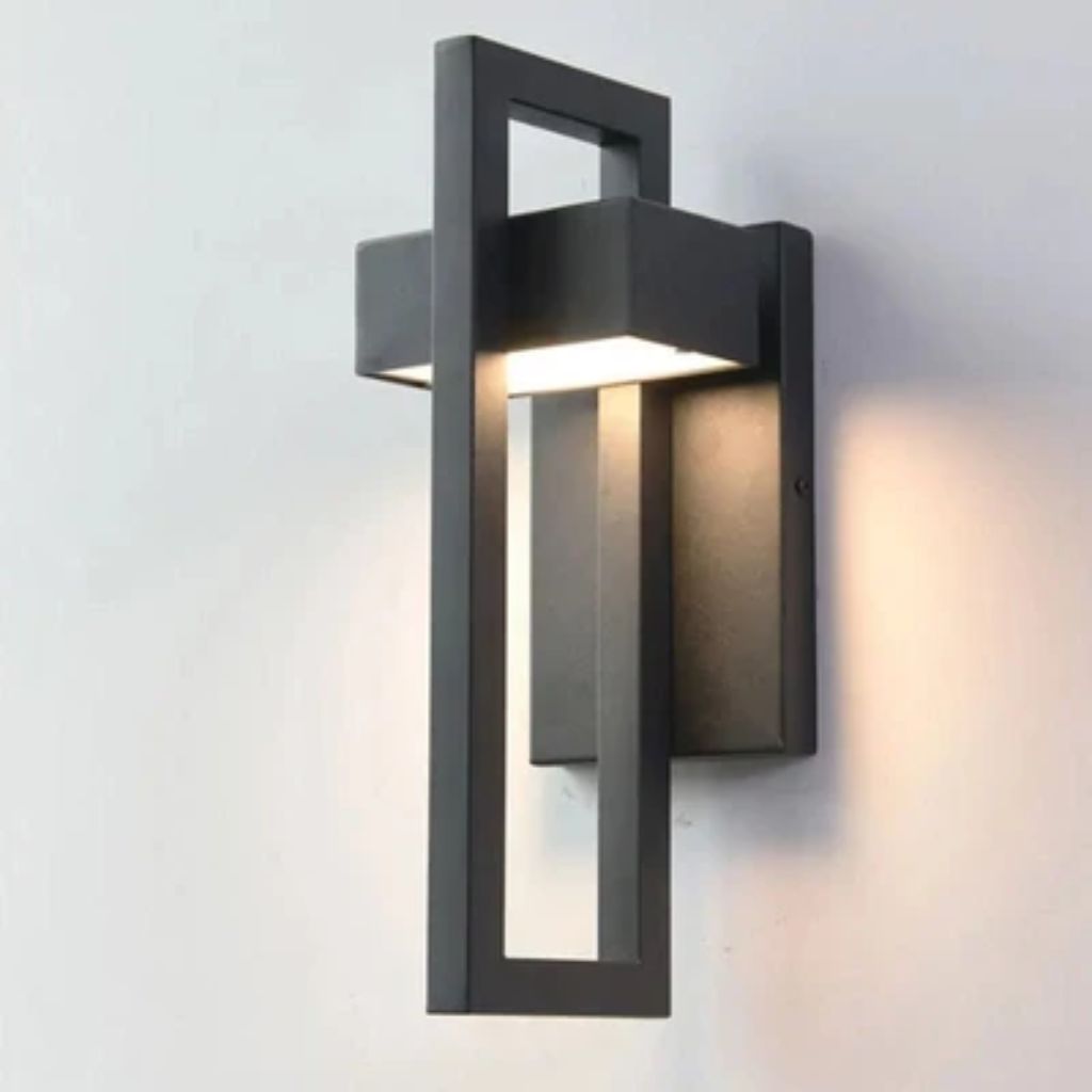 Schwarze Außenwandleuchte Up-Down-Beleuchtung IP65 wasserdicht für Garten, Terrasse und Balkon, Stahl, Glas, E27, 2 Größen | Sansoti