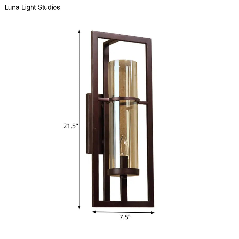 Wandleuchte Schwarz mit bernsteinfarbenem Glas 21,5 cm hoch Klassisches Design Flur Wohnzimmer Schlafzimmer Landhausstil Warmes Licht | Sansoti