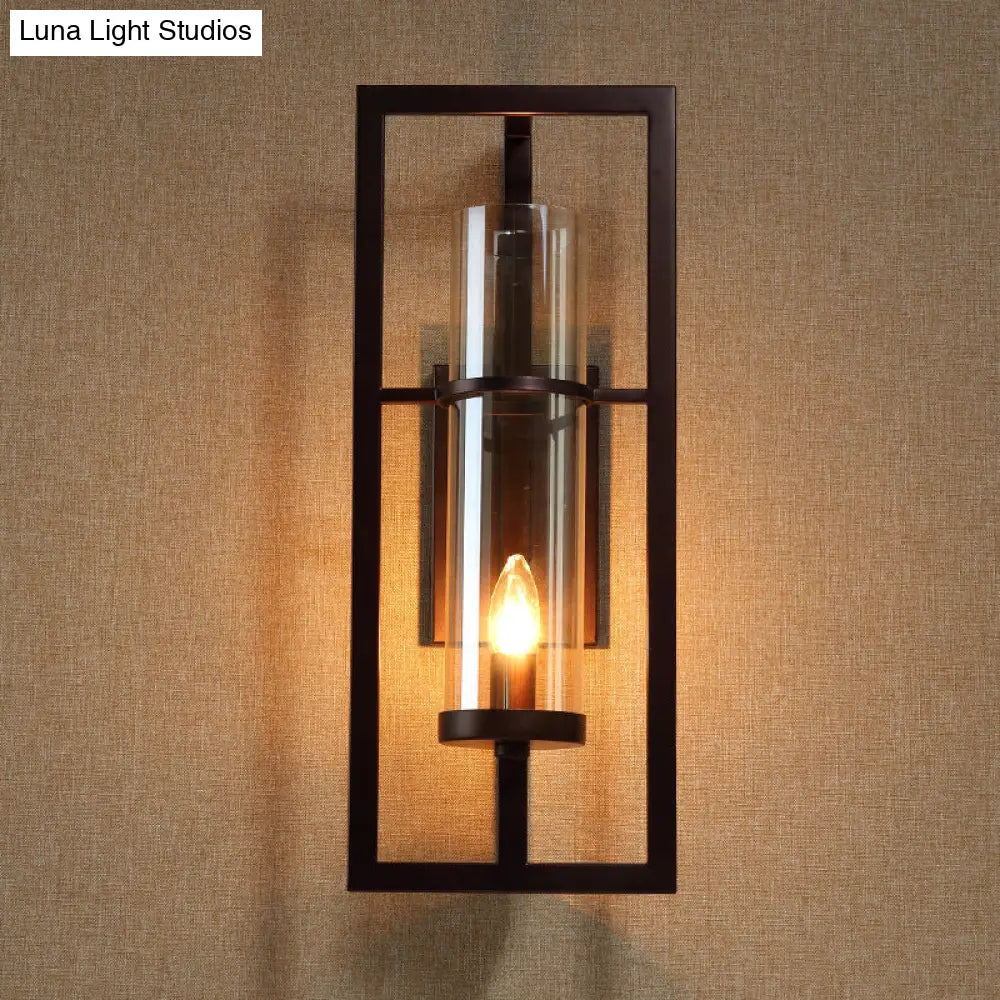Wandleuchte Schwarz mit bernsteinfarbenem Glas 21,5 cm hoch Klassisches Design Flur Wohnzimmer Schlafzimmer Landhausstil Warmes Licht | Sansoti
