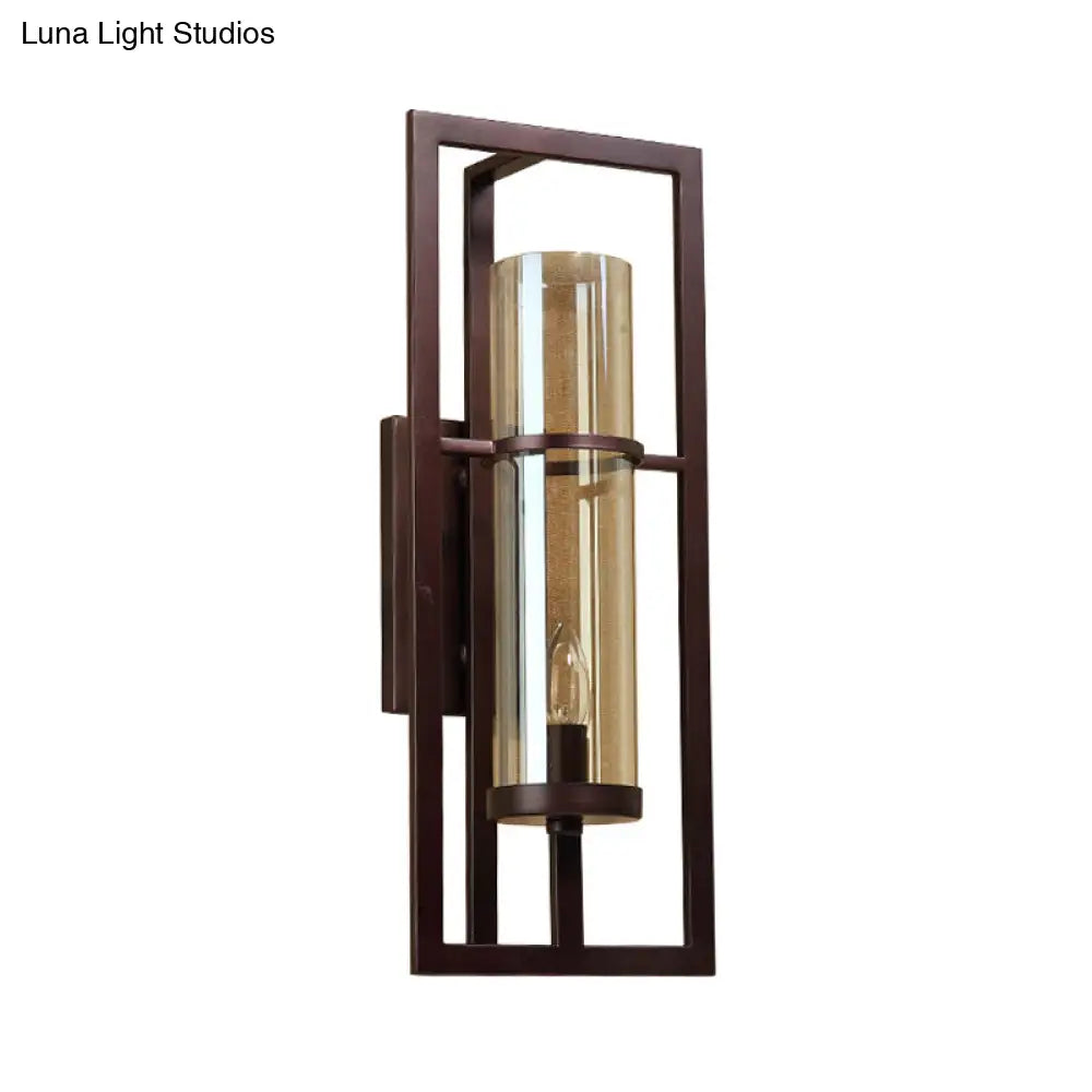 Wandleuchte Schwarz mit bernsteinfarbenem Glas 21,5 cm hoch Klassisches Design Flur Wohnzimmer Schlafzimmer Landhausstil Warmes Licht | Sansoti