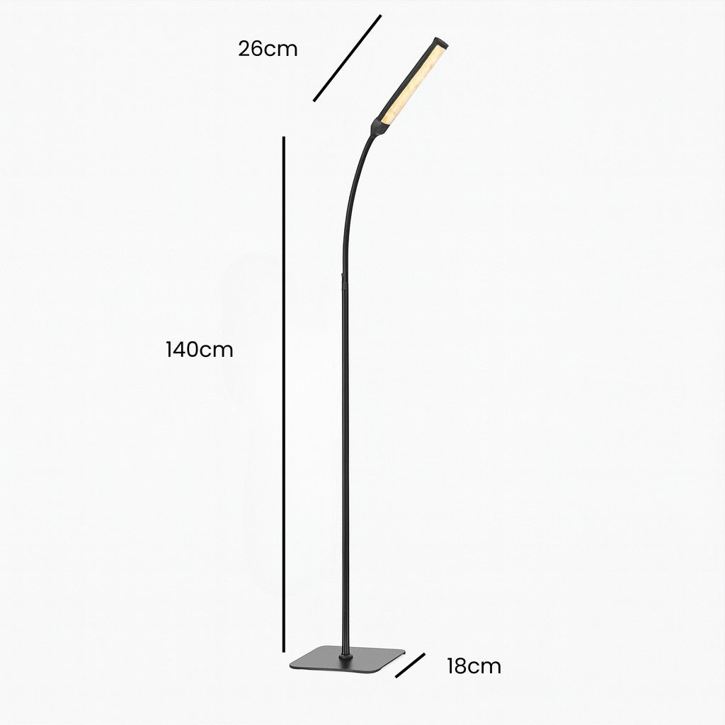Stalen Vloerlamp Zwart LED 140cm Verstelbaar Dimbaar met Afstandsbediening Leeslamp Scandinavisch Design | Sansoti