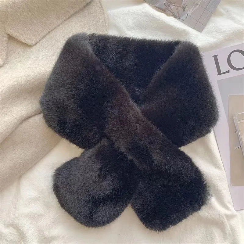 Faux Fur Neck Warmer Scarf with Loop, Soft Plush Winter Neck Accessory for Women, 6 Colors, Stylish | Sansoti
