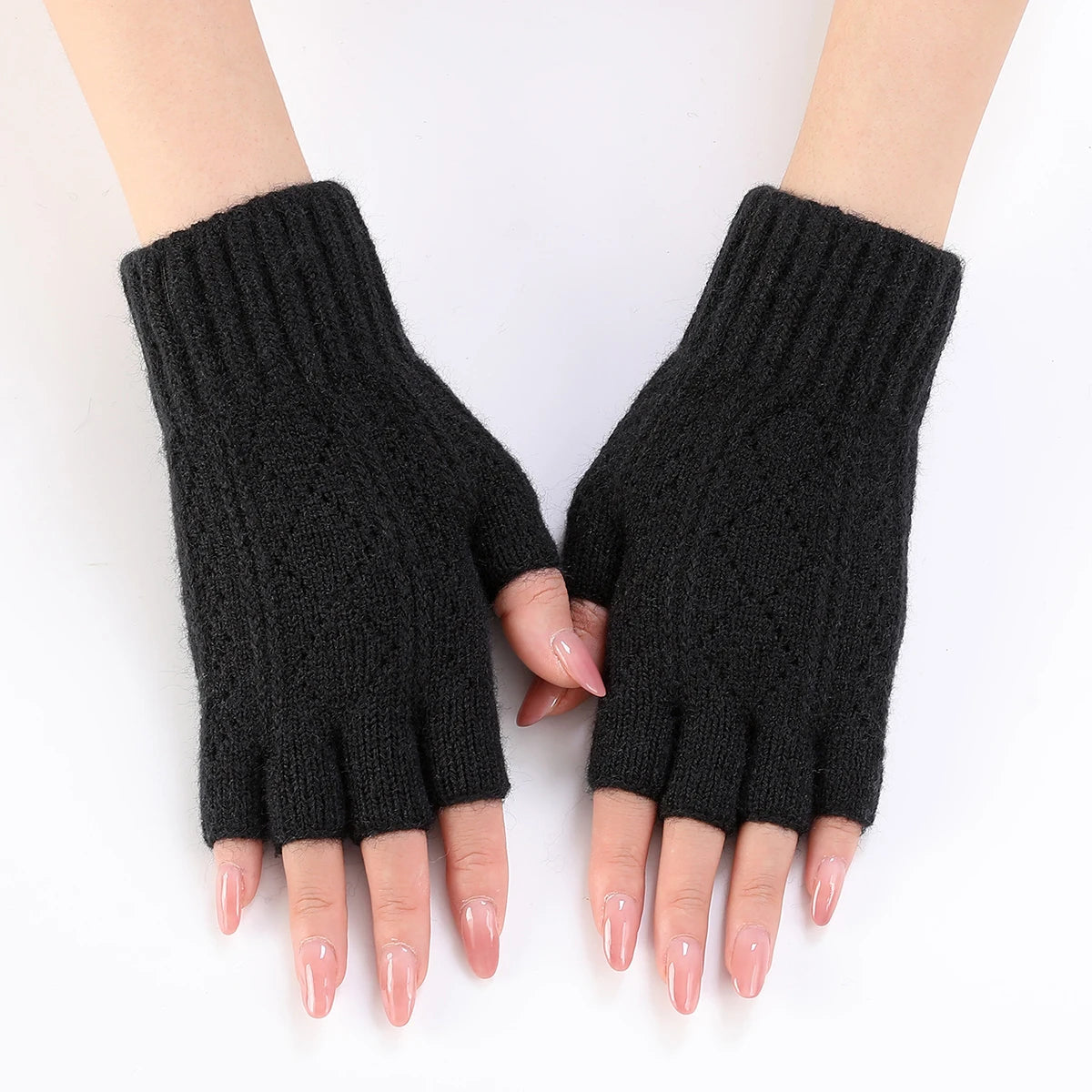 Fingerless Gloves Knitted Acrylic Warm Hands Winter Autumn Spring Office Outdoor Work Study Home | Sansoti