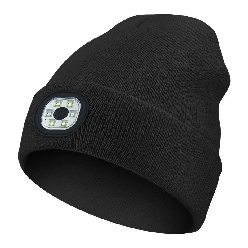 Knitted Winter Hat with Rechargeable LED Light Hands-Free Headlamp for Outdoor Winter Activities | Sansoti