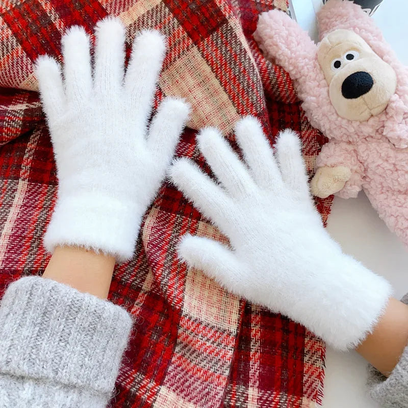 Warm Women's Velvet Winter Gloves with Lined Cuff Soft Winter Gloves for Outdoors Elegant | Sansoti