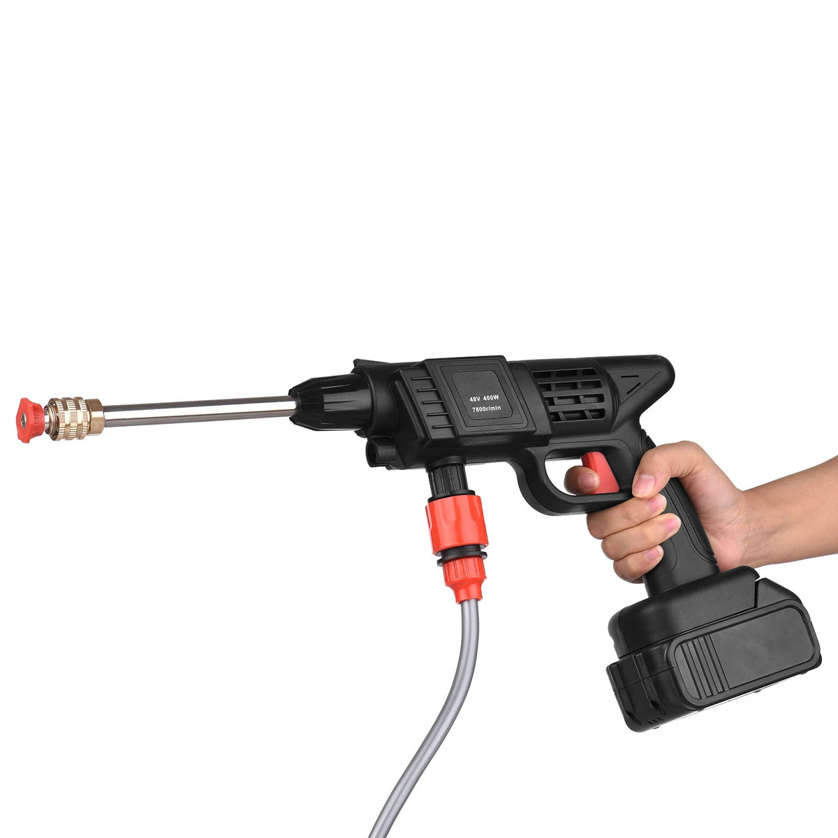 Kabelloser Hochdruckreiniger 70 Bar 1500W, Akku-Wassersprüher zum Reinigen von Terrasse, Auto und Garten | Sansoti