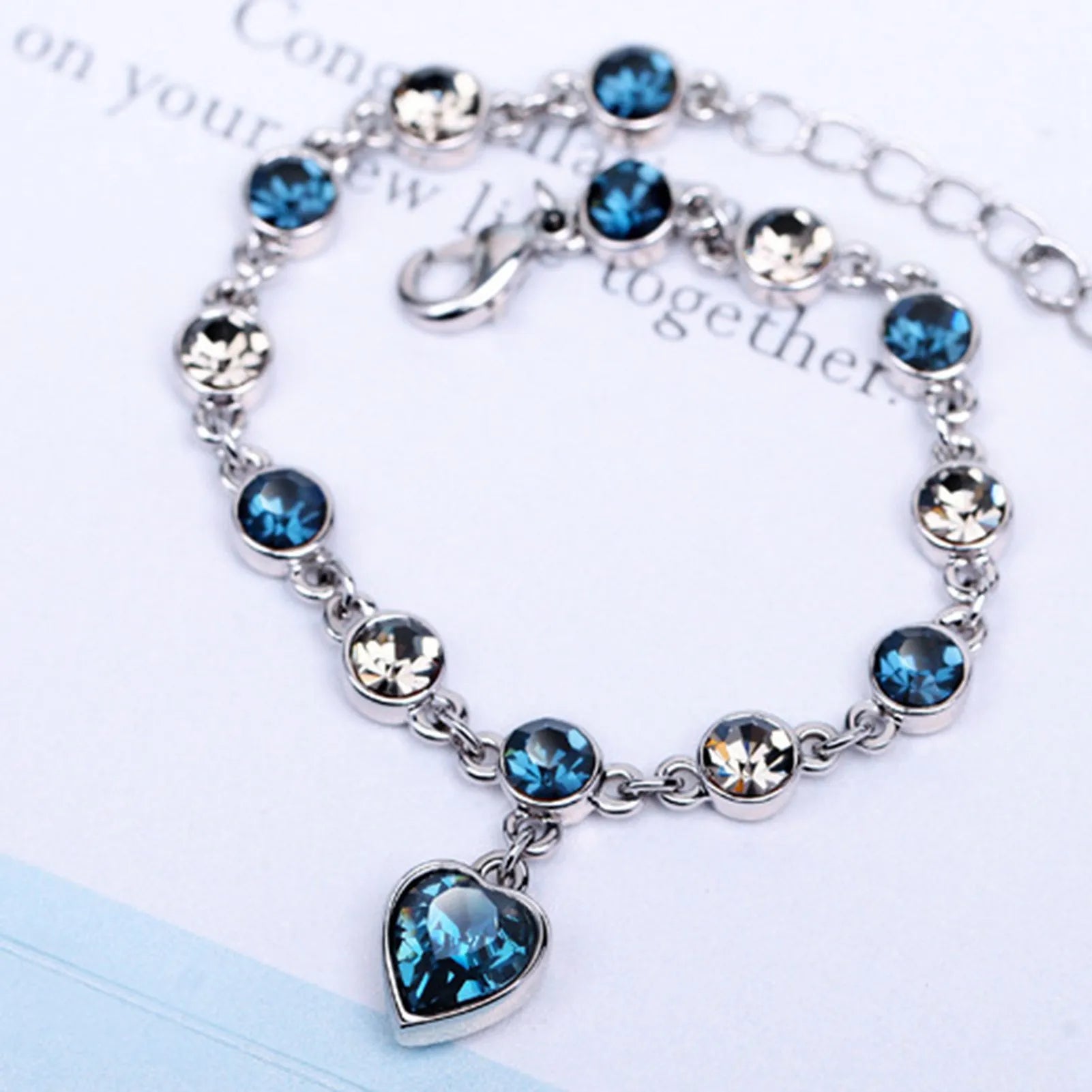 Oceaan Hart Kristallen Armband Zilver met Zirkonia Steentjes voor Vrouwen Elegant Sieraad | Sansoti