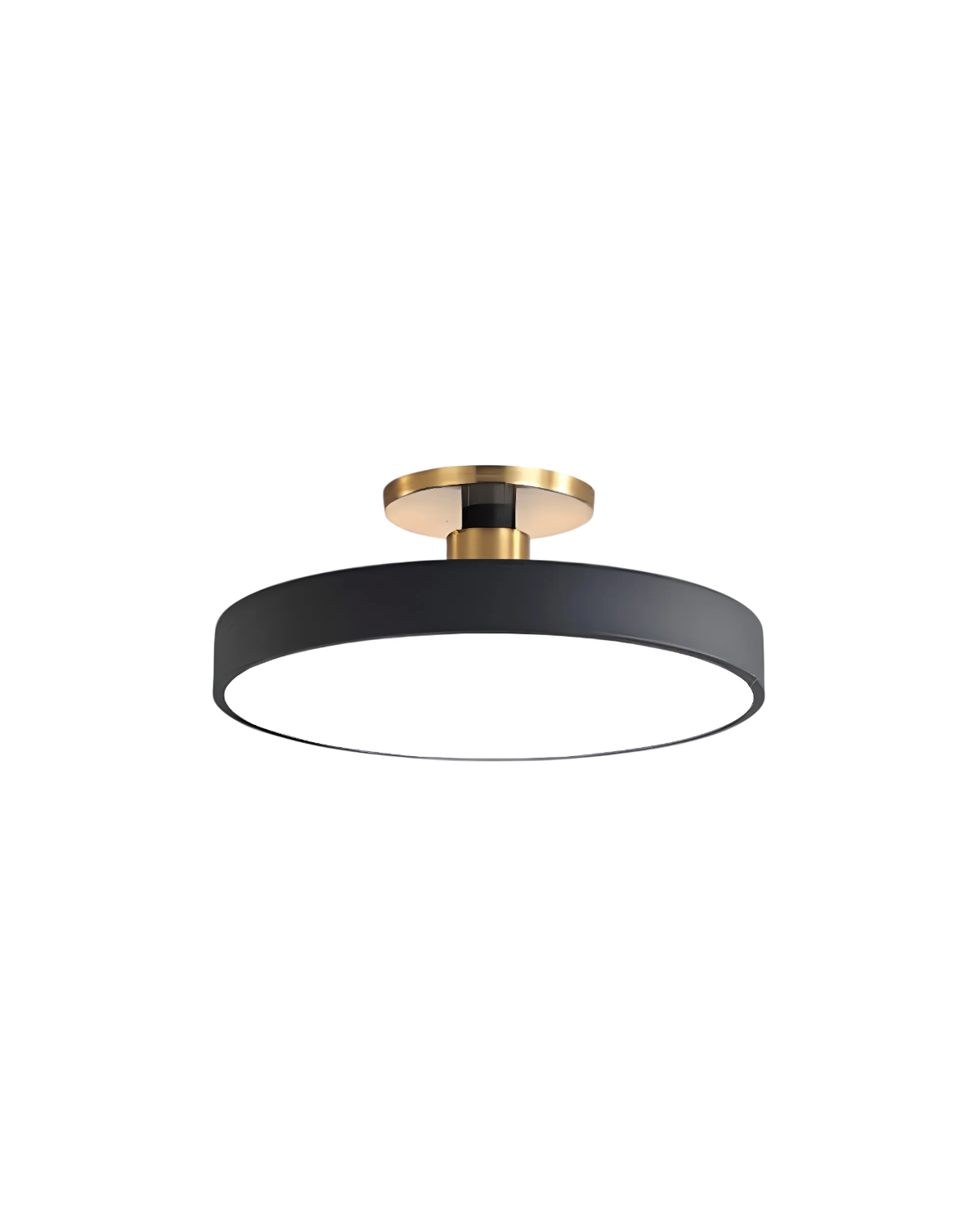 Moderne runde Deckenleuchte mit Gold-Detail und Acryl-Diffusor – minimalistische Semi Flush Design-Beleuchtung für Wohnzimmer und Schlafzimmer | Restfield
