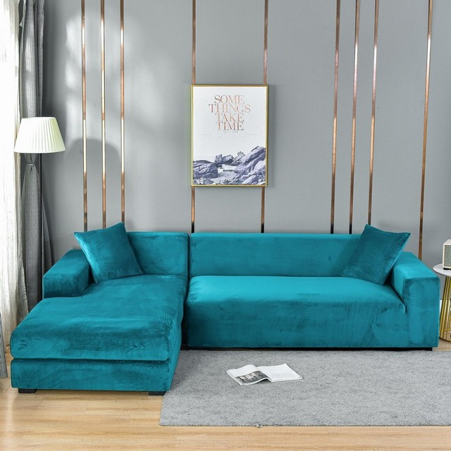 Housse de canapé extensible en velours - Housse universelle pour canapé 1-4 places - Protection antitache pour le salon | Sansoti