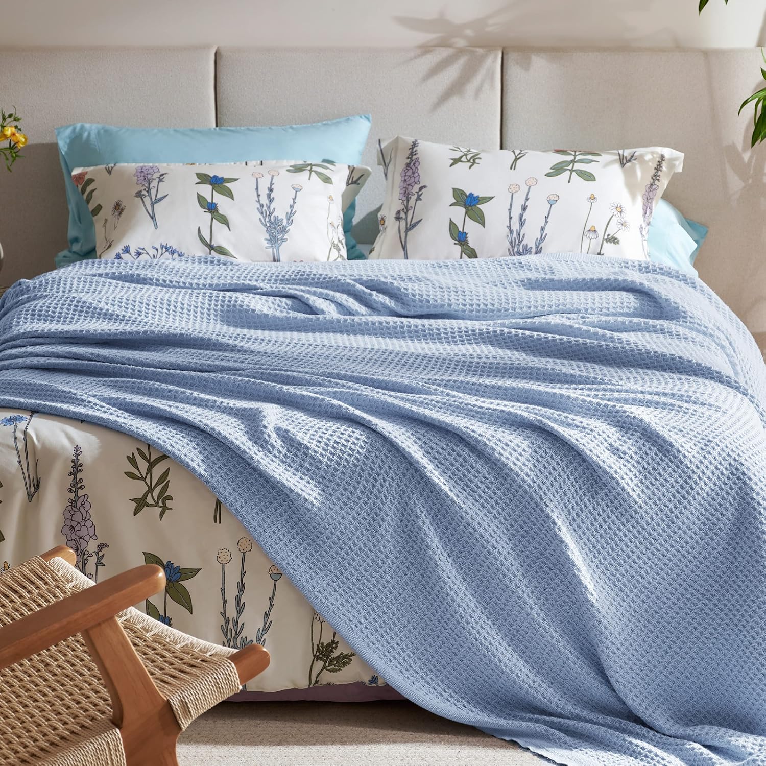 Lichtgewicht Katoenen Wafelplaid Tweepersoonsbed Zacht Ademend Deken Scandinavisch Design 90x90 cm Woonkamer | Sansoti