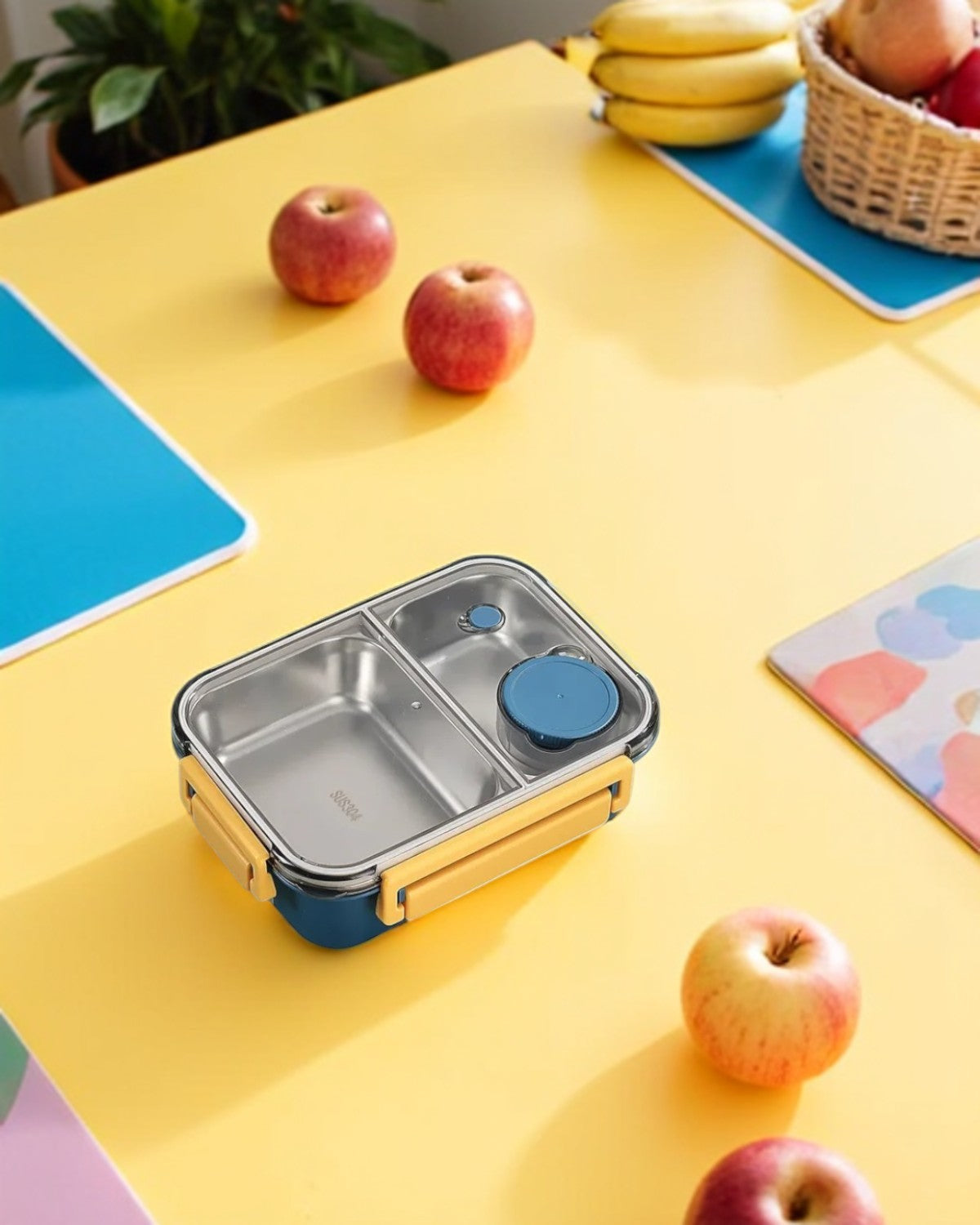 Geïsoleerde Lunchbox met Compartimenten - Warmhoudbakje voor Onderweg Groen Rood Blauw 2 of 3 Vakken - Premium Maaltijdcontainer Werk School Picknick | Sansoti