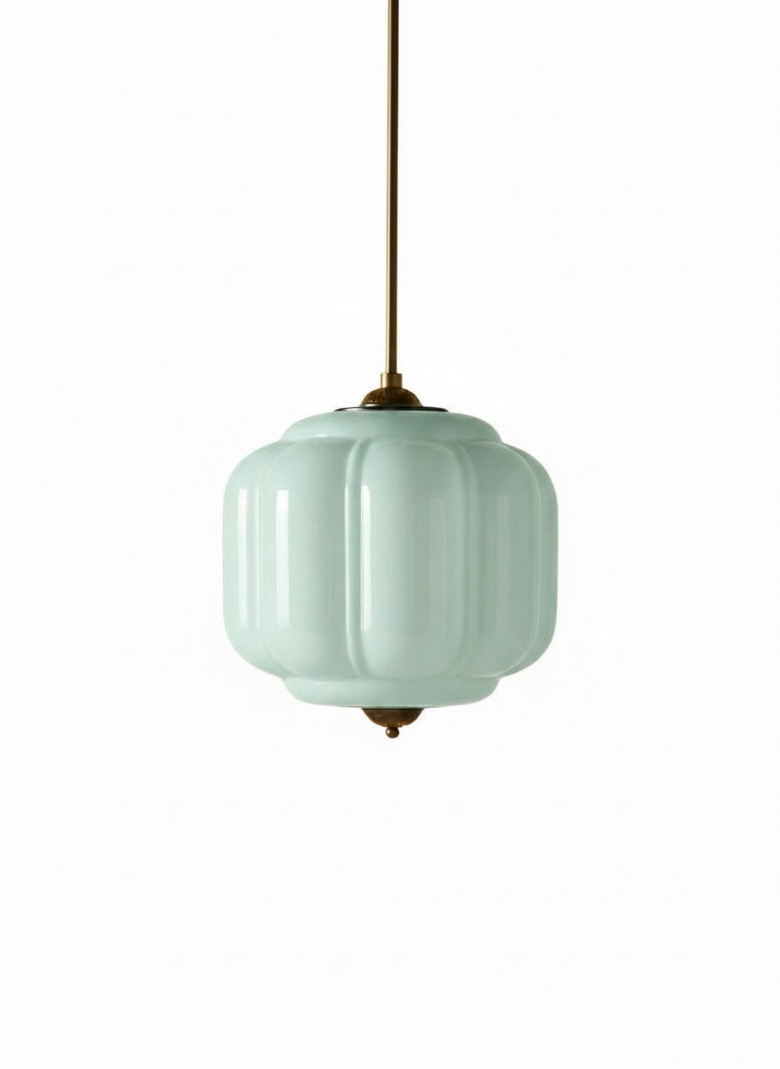 Vintage Kroonluchter met Crèmekleurige Glazen Kappen – Hanglamp in Retro-Stijl voor Eetkamer & Woonkamer | Sansoti