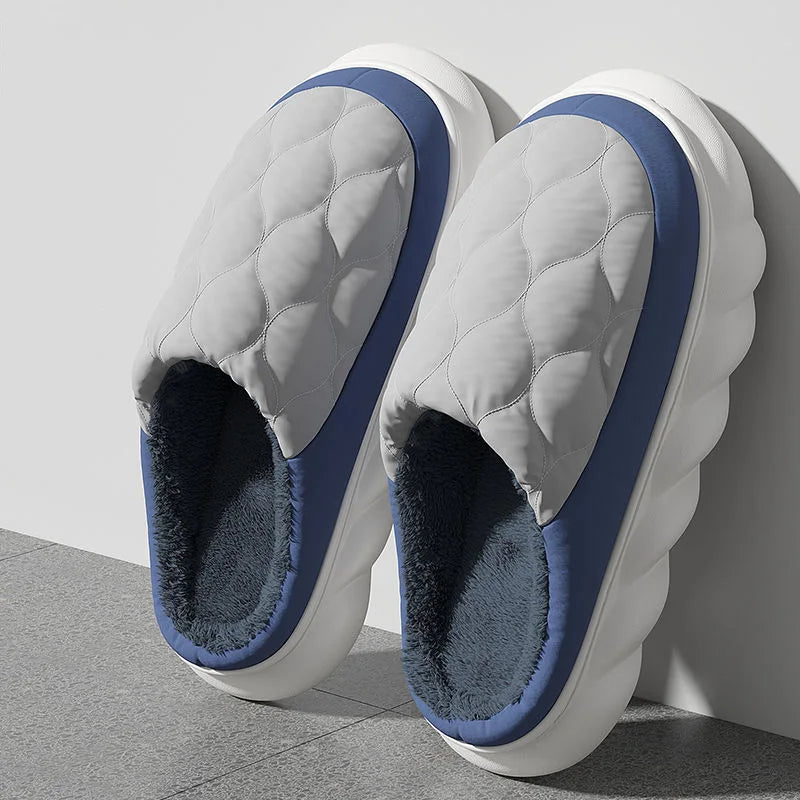 Pantoufles imperméables pour hommes, doublées, chaussures d'hiver antidérapantes, chaussons d'intérieur chauds et confortables | Sansoti