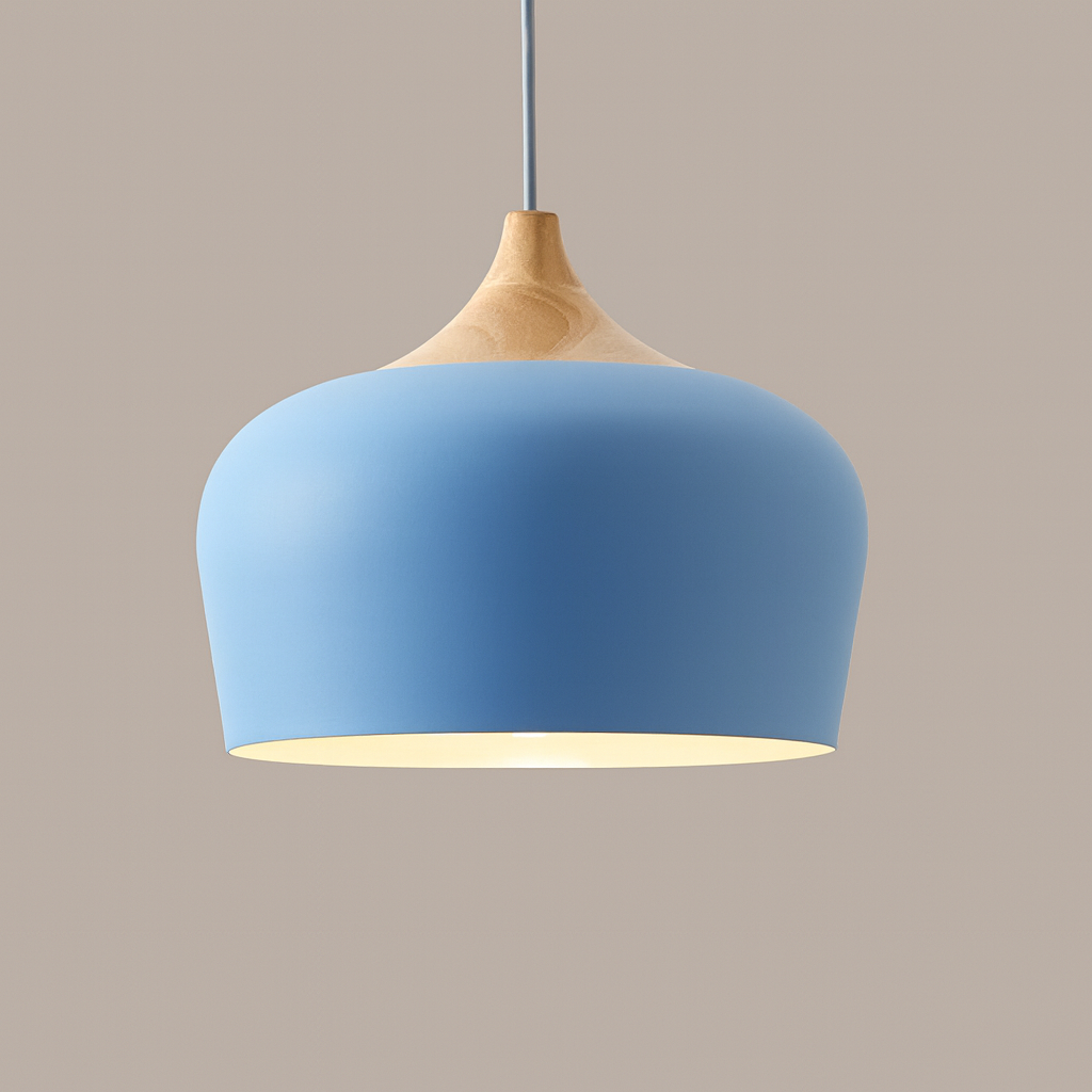 Hängelampe Pastell Aluminium Holz Retro Kuppel Kugel E27 Kinderzimmer Wohnzimmer | Restfield