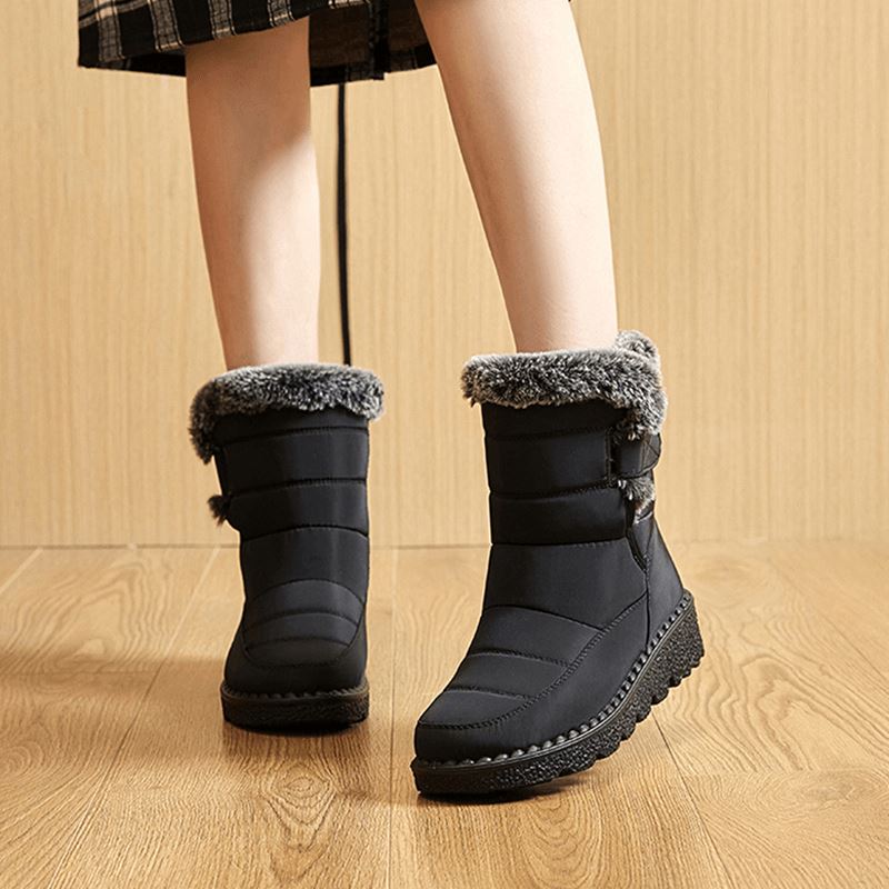 Bottes d’hiver doublées pour femme, imperméables, antidérapantes, à scratch, chaussures chaudes et confortables pour les journées froides | Sansoti