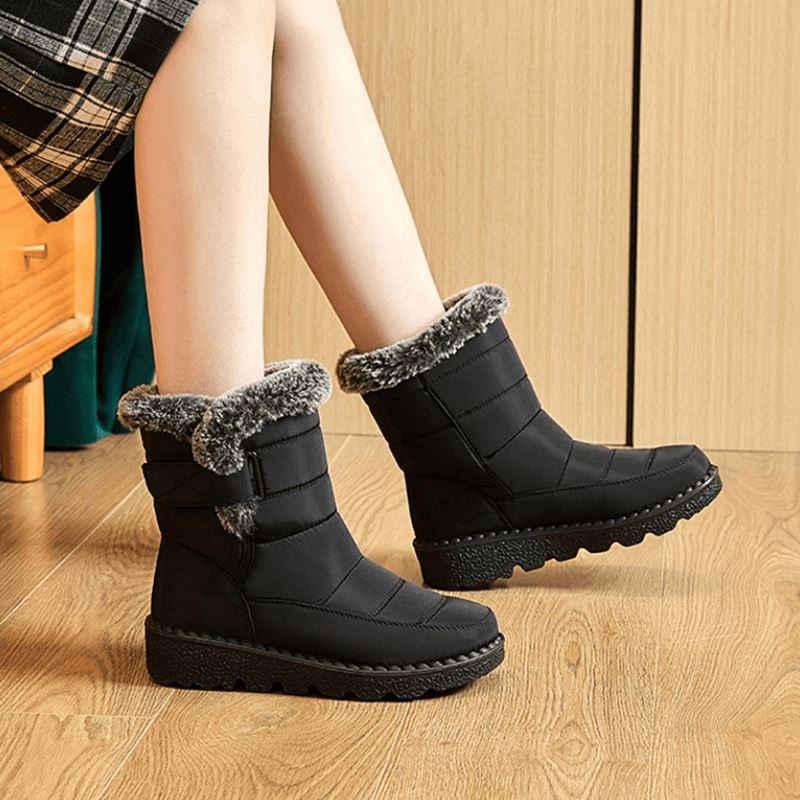 Bottes d’hiver doublées pour femme, imperméables, antidérapantes, à scratch, chaussures chaudes et confortables pour les journées froides | Sansoti